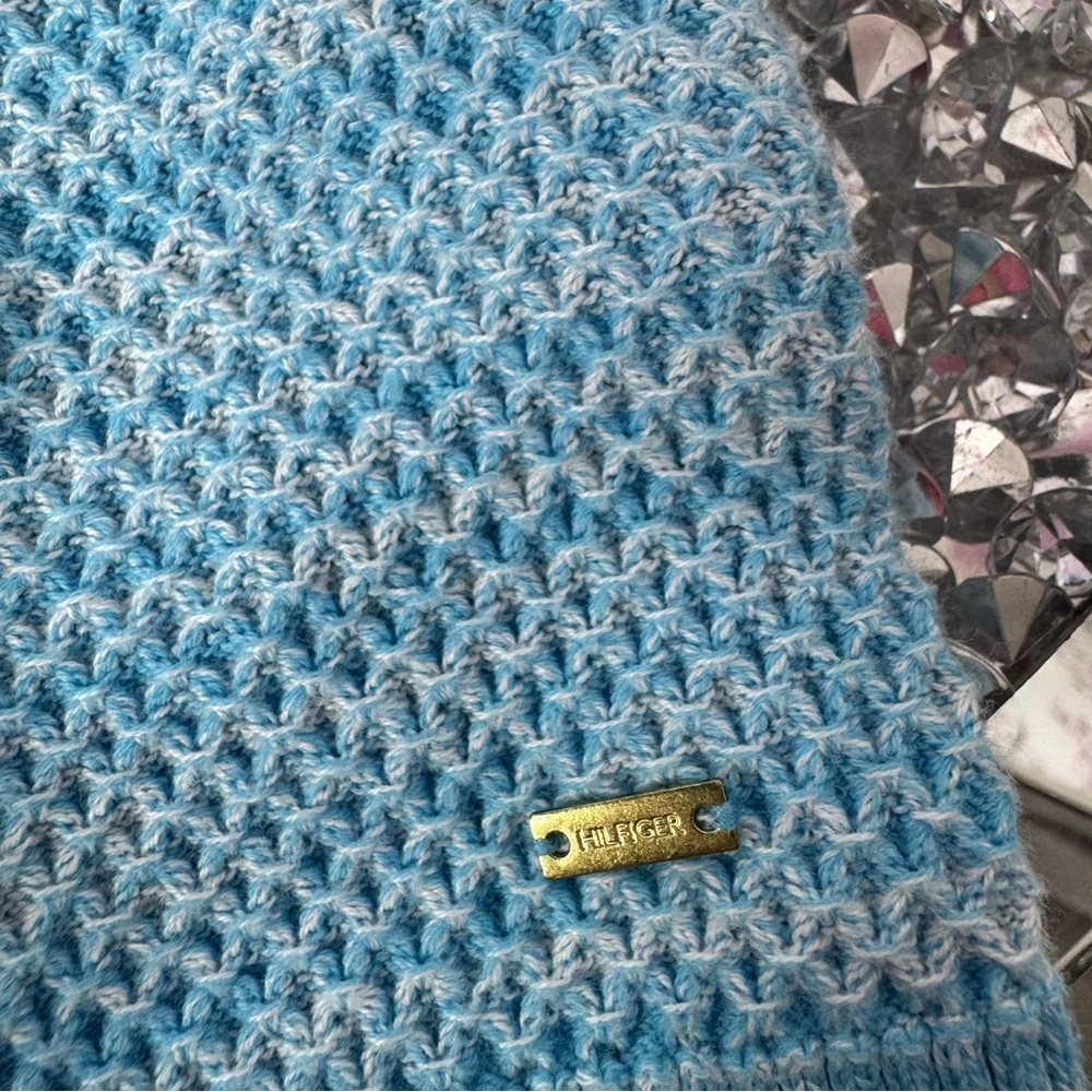 Tommy Hilfiger sweater blue knit ombre turquoise warm comfy stretchy top shirt - Picture 3 of 9